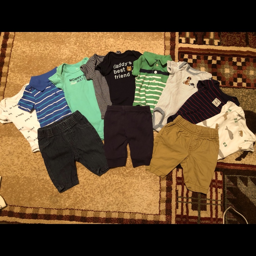 9 Short Sleeve Onesies & 3 Pants